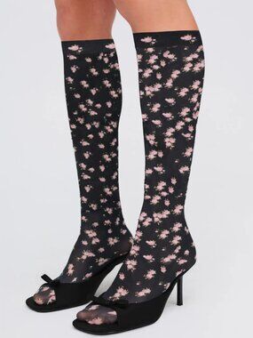 For Love & Lemons Floral Whimsygoth Cottagecore Knee High Socks -- BNWT
